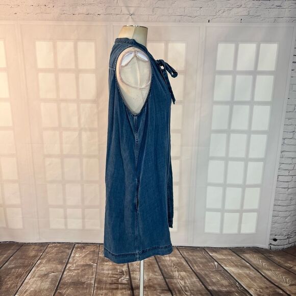 Rails Rhiannon Tie-Neck denim Chambray Dress size large - Picture 6 of 14